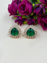 Classic Big Size Lightweight Green Polki Stud Earrings